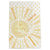 あなたは私のサンシャインイエローホワイトオレンジの水玉模様 ミディアムペーパーバッグ (裏面)