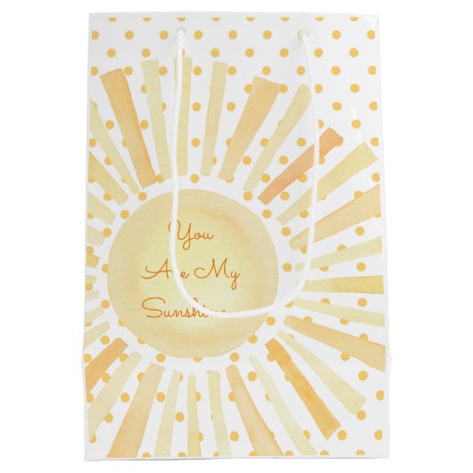 あなたは私のサンシャインイエローホワイトオレンジの水玉模様 ミディアムペーパーバッグ (裏面)