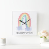 あなたは私のサンシャインウォーターカ絵を描ラー虹です  スクエア壁時計 (ホーム)