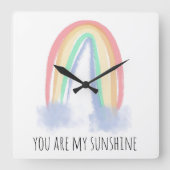 あなたは私のサンシャインウォーターカ絵を描ラー虹です  スクエア壁時計 (正面)