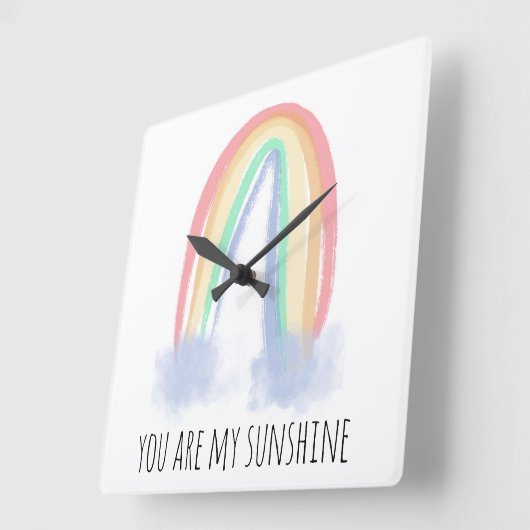 あなたは私のサンシャインウォーターカ絵を描ラー虹です  スクエア壁時計 (傾斜)