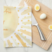 あなたは私のサンシャインオレンジイエローホワイト水玉模様 キッチンタオル (四つ折り)