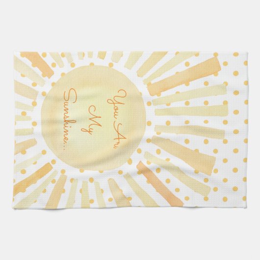 あなたは私のサンシャインオレンジイエローホワイト水玉模様 キッチンタオル (横)