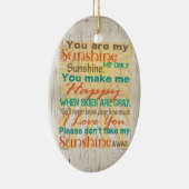 あなたは私のサンシャインオレンジ/ティール（緑がかった色）/クリーム セラミックオーナメント (右)