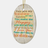 あなたは私のサンシャインオレンジ/ティール（緑がかった色）/クリーム セラミックオーナメント (左)