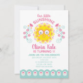 あなたは私のサンシャインキュートな女の子1歳の誕生日パーティー 案内状 (正面)