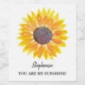 あなたは私のサンシャインサンフラワーのパーソナライズ ワインラベル (シングルラベル)