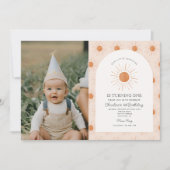 あなたは私のサンシャインサンレトロミニマル1st誕生日である 招待状 (正面)