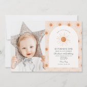 あなたは私のサンシャインサンレトロミニマル1st誕生日である 招待状 (正面)