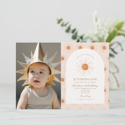 あなたは私のサンシャインサンレトロミニマル1st誕生日である 招待状 (スタンド正面)