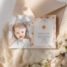 あなたは私のサンシャインサンレトロミニマル1st誕生日である 招待状