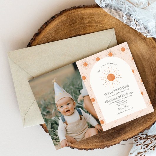 あなたは私のサンシャインサンレトロミニマル1st誕生日である 招待状