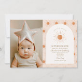 あなたは私のサンシャインサンレトロミニマル1st誕生日である 招待状 (正面)