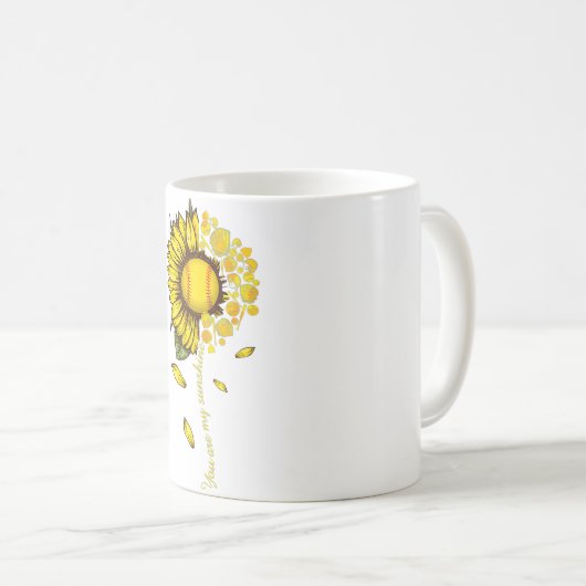 あなたは私のサンシャインソフトボールひまわりスポーツLov コーヒーマグカップ (正面右)