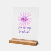 あなたは私のサンシャインパープルピンクパステルサンレイズモ アクリルサイン (傾斜)