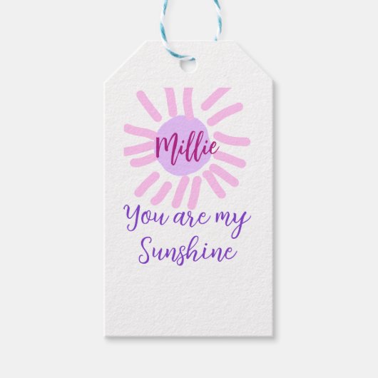 あなたは私のサンシャインパープルピンクパステルサンレイズモ ギフトタグ (正面)