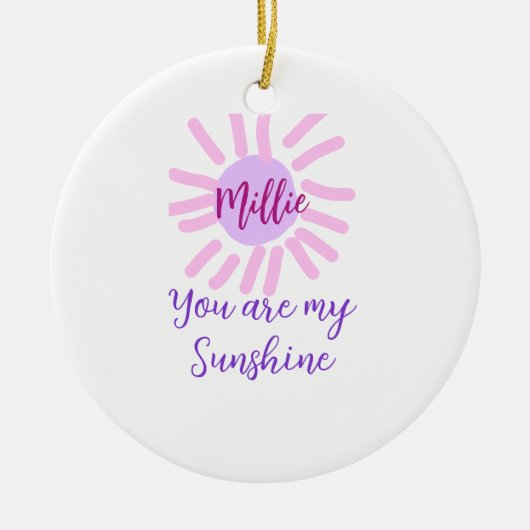 あなたは私のサンシャインパープルピンクパステルサンレイズモ セラミックオーナメント (正面)