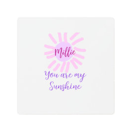 あなたは私のサンシャインパープルピンクパステルサンレイズモ メタルプリント