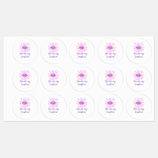 あなたは私のサンシャインパープルピンクパステルサンレイズモ ラベル (シート)