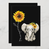あなたは私のサンシャインヒッピーひまわり象 招待状 (正面/裏面)