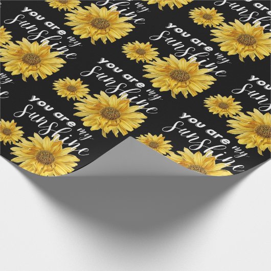 あなたは私のサンシャインブラックイエローブライトヒマワリ ラッピングペーパー (角)