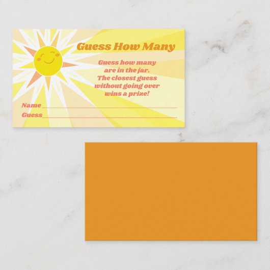 あなたは私のサンシャインベビーシャワー推理ゲーム エンクロージャーカード (正面/裏面)