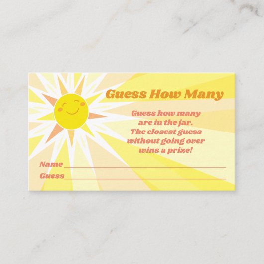 あなたは私のサンシャインベビーシャワー推理ゲーム エンクロージャーカード (正面)