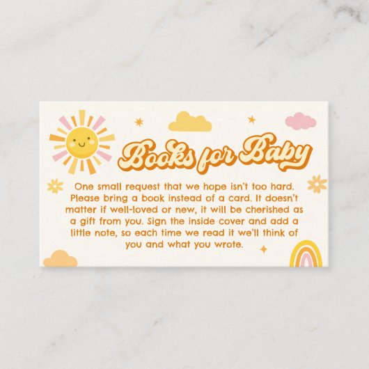 あなたは私のサンシャインベビーシャワー本ベビー エンクロージャーカード (正面)