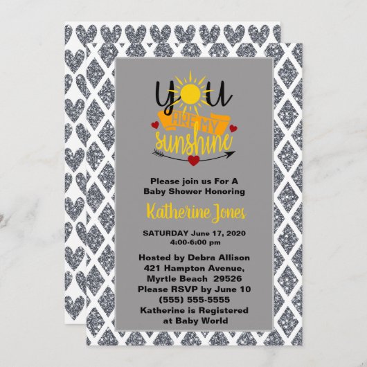 あなたは私のサンシャインベビーシャワー 招待状 (正面/裏面)