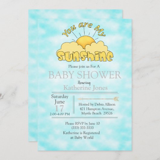 あなたは私のサンシャインベビーニュートラルシャワー招待状 招待状 (正面/裏面)
