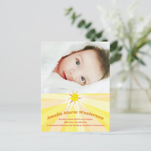 あなたは私のサンシャインベビー誕生のお知らせ ポストカード (スタンド正面)