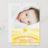 あなたは私のサンシャインベビー誕生のお知らせ 招待状 (正面)