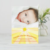 あなたは私のサンシャインベビー誕生のお知らせ 招待状 (スタンド正面)