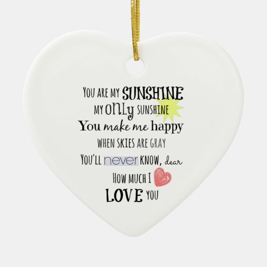 あなたは私のサンシャインワードアートタイポグラフィ セラミックオーナメント (正面)