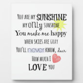 あなたは私のサンシャインワードアートタイポグラフィ フォトプラーク (正面)