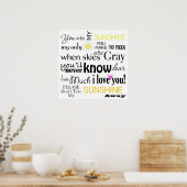 あなたは私のサンシャインワードアート ポスター (キッチン)