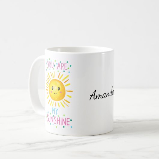 あなたは私のサンシャイン名前をカスタムするスウィートアートギフト コーヒーマグカップ (正面左)