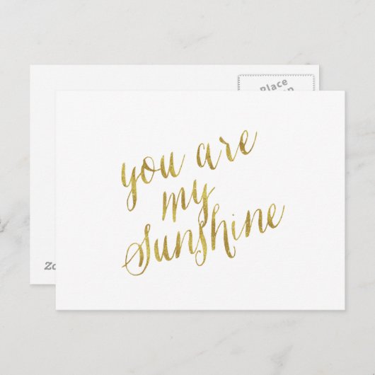 あなたは私のサンシャイン引用文フェイクゴールドフォイルスパークリー ポストカード (正面/裏面)
