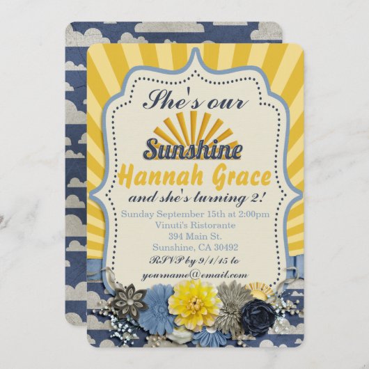 あなたは私のサンシャイン誕生日招待状 招待状 (正面/裏面)