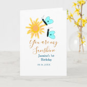 あなたは私のサンシャイン黄色オレンジ太陽青い蝶 カード (黄色い花)