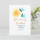 あなたは私のサンシャイン黄色オレンジ太陽青い蝶 招待状 (スタンド正面)