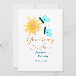 あなたは私のサンシャイン黄色オレンジ太陽青い蝶 招待状