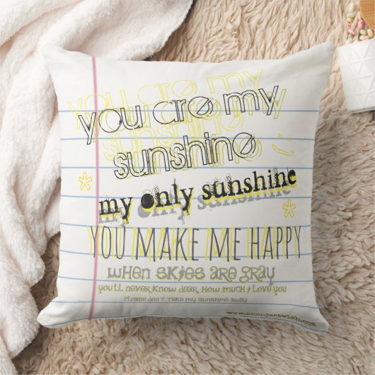 あなたは私のサンシャイン – ノート紙グラフィック枕 クッション (ブランケット)
