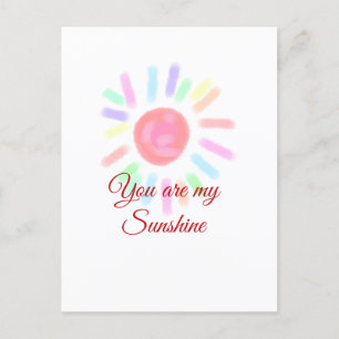 あなたは私のサンシャイン 赤いカラフルな水彩ペースト ポストカード
