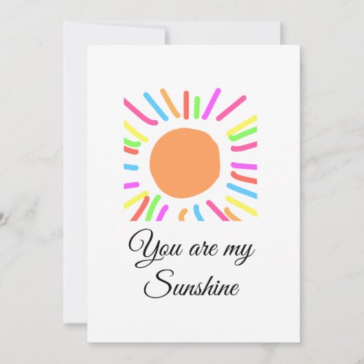 あなたは私のサンシャイン 黄色 オレンジの太陽の光を 名前を追加 招待状 (正面)
