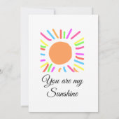 あなたは私のサンシャイン 黄色 オレンジの太陽の光を 名前を追加 招待状 (裏面)