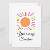あなたは私のサンシャイン 黄色 オレンジの太陽の光を 名前を追加 招待状 (正面/裏面)