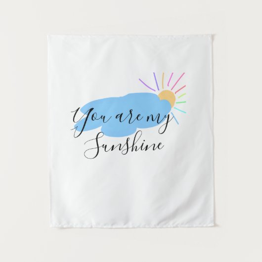 あなたは私のサンシャイン 黄色 オレンジ色の太陽の光 雲 タペストリー (正面)