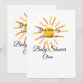 あなたは私のサンシャイン 黄色 オレンジ 太陽の光 追加 名前 招待状 (正面/裏面)