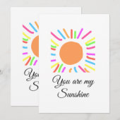 あなたは私のサンシャイン 黄色 オレンジ 太陽の光 追加 名前 招待状 (正面/裏面)